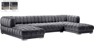 Gwen Grey Velvet 3pc. Sectional (3 Boxes)