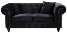 Load image into Gallery viewer, Chesterfield Black Velvet Loveseat
