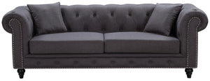 Chesterfield Grey Linen Sofa