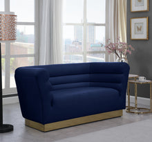 Load image into Gallery viewer, Bellini Navy Velvet Loveseat
