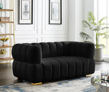 Load image into Gallery viewer, Gwen Black Velvet Loveseat
