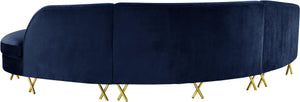 Serpentine Navy Velvet 3pc. Sectional