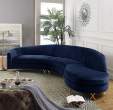 Load image into Gallery viewer, Serpentine Navy Velvet 3pc. Sectional
