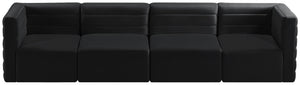 Quincy Black Velvet Modular Sofa