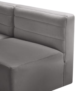 Quincy Grey Velvet Modular Armless Chair