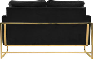 Mila Black Velvet Loveseat