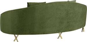 Serpentine Olive Velvet Sofa