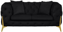 Load image into Gallery viewer, Kingdom Black Velvet Loveseat
