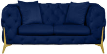 Load image into Gallery viewer, Kingdom Navy Velvet Loveseat
