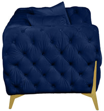 Load image into Gallery viewer, Kingdom Navy Velvet Loveseat
