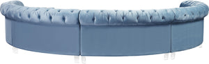 Anabella Sky Blue Velvet 5pc. Sectional