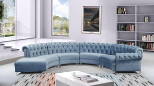 Anabella Sky Blue Velvet 4pc. Sectional