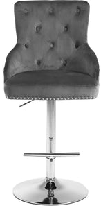 Claude Grey Velvet Adjustable Stool