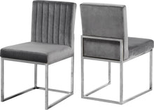 Load image into Gallery viewer, Giselle Grey Velvet Dining Chair
