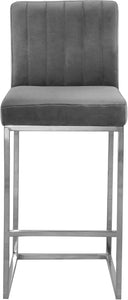 Giselle Grey Velvet Stool