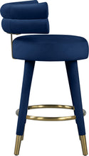 Load image into Gallery viewer, Fitzroy Navy Velvet Counter Stool
