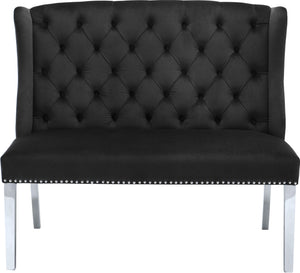 Suri Black Velvet Settee Bench