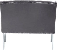 Load image into Gallery viewer, Suri Grey Velvet Settee Bench
