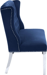 Suri Navy Velvet Settee Bench