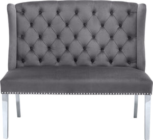 Suri Grey Velvet Settee Bench