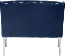 Load image into Gallery viewer, Suri Navy Velvet Settee Bench
