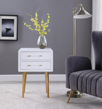 Load image into Gallery viewer, Zane White Laquer with Gold Side Table
