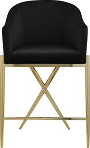 Xavier Black Velvet Counter Stool