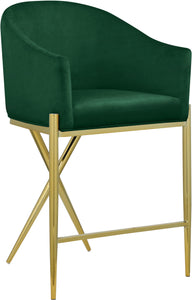 Xavier Green Velvet Counter Stool