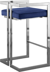 Ezra Navy Velvet Stool