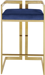 Ezra Navy Velvet Stool