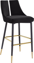 Load image into Gallery viewer, Sleek Black Velvet Stool
