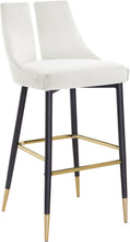 Load image into Gallery viewer, Sleek Cream Velvet Stool
