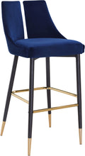 Load image into Gallery viewer, Sleek Navy Velvet Stool
