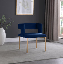 Load image into Gallery viewer, Caleb Navy Velvet Dining Chair
