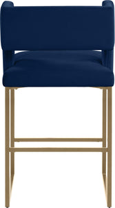 Caleb Navy Velvet Counter Stool