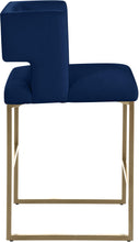 Load image into Gallery viewer, Caleb Navy Velvet Counter Stool
