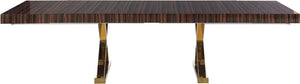 Excel Brown Zebra Wood Veneer Lacquer Extendable Dining Table (3 Boxes)