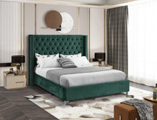 Load image into Gallery viewer, Aiden Green Velvet Queen Bed
