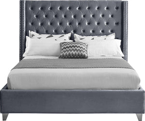 Aiden Grey Velvet King Bed