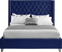 Load image into Gallery viewer, Aiden Navy Velvet King Bed
