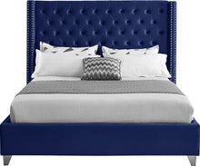 Load image into Gallery viewer, Aiden Navy Velvet Full Bed
