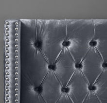 Load image into Gallery viewer, Aiden Grey Velvet Queen Bed
