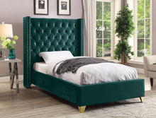 Load image into Gallery viewer, Barolo Green Velvet Twin Bed

