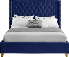 Load image into Gallery viewer, Barolo Navy Velvet King Bed
