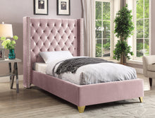 Load image into Gallery viewer, Barolo Pink Velvet Twin Bed
