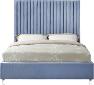 Candace Sky Blue Velvet Full Bed