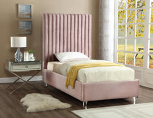 Load image into Gallery viewer, Candace Pink Velvet Twin Bed
