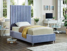 Load image into Gallery viewer, Candace Sky Blue Velvet Twin Bed
