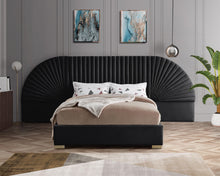 Load image into Gallery viewer, Cleo Black Velvet Queen Bed (3 Boxes)
