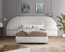 Load image into Gallery viewer, Cleo Cream Velvet King Bed (3 Boxes)
